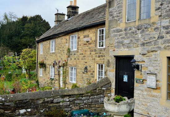 Eyam village stone cottages street