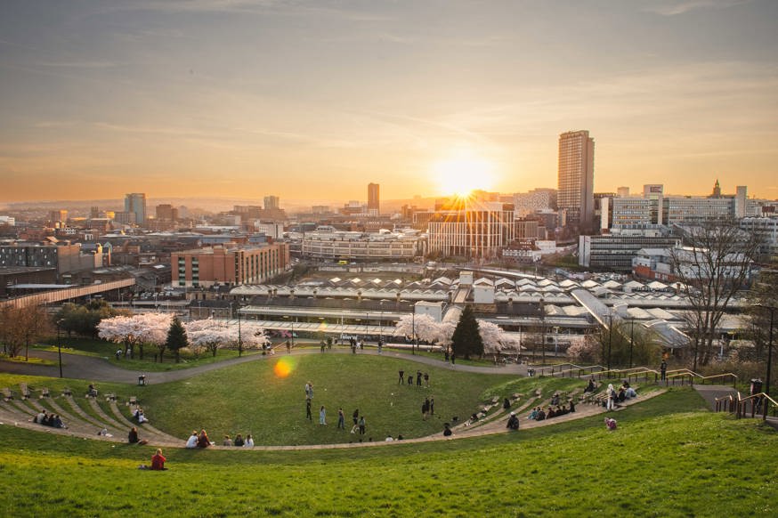 Sheffield city view from hillside