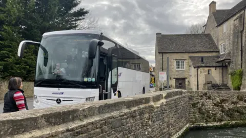coach parked near Derbyshire village