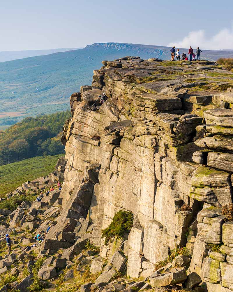Stanage Edge gritstone rocks walkers